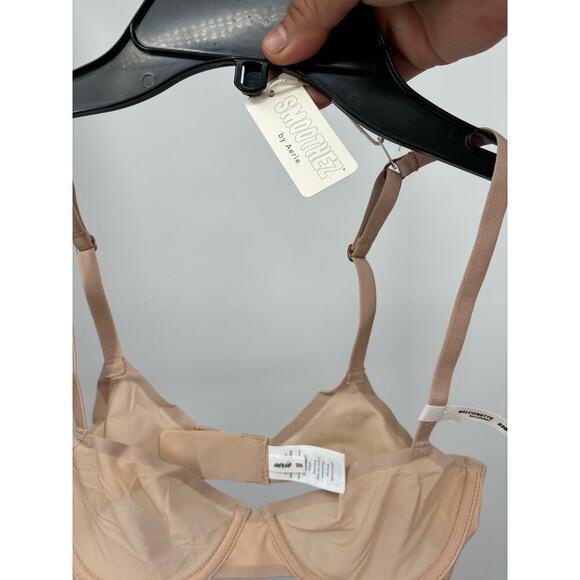 Aerie Smoothez Nude Mesh Unlined Underwirw Balconette Bra Size 32B - Picture 2 of 4